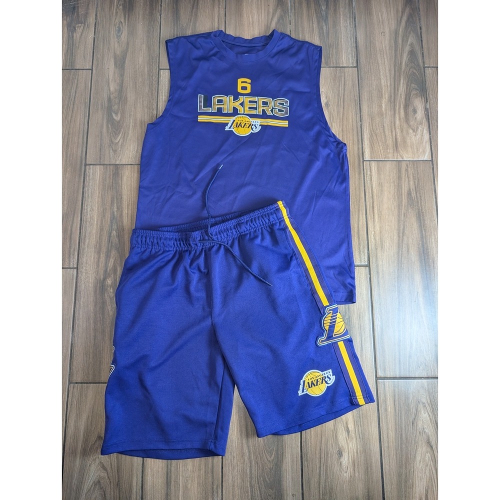 Los Angeles Lakers 2 Piece Athletic Set Tank Top & Shorts Men's Large Purple NBA
